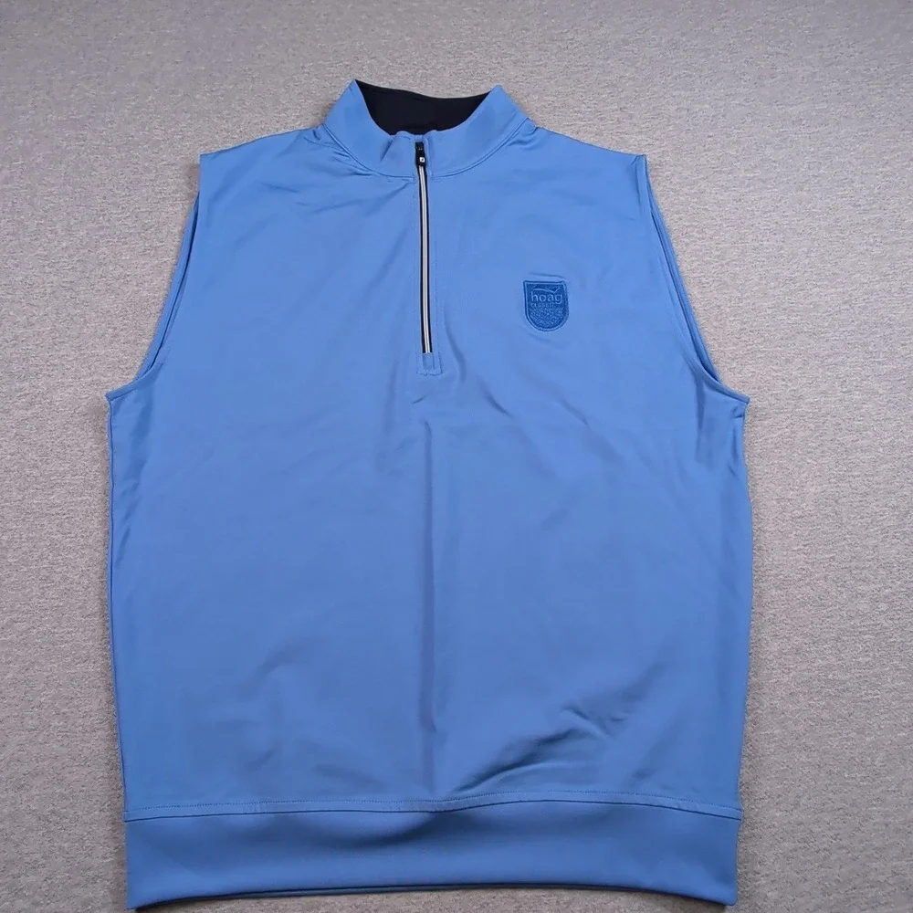 FootJoy Hoag Classic Golf 1/2 zip gathered waist Vest Men S Lagoon Blue NWT